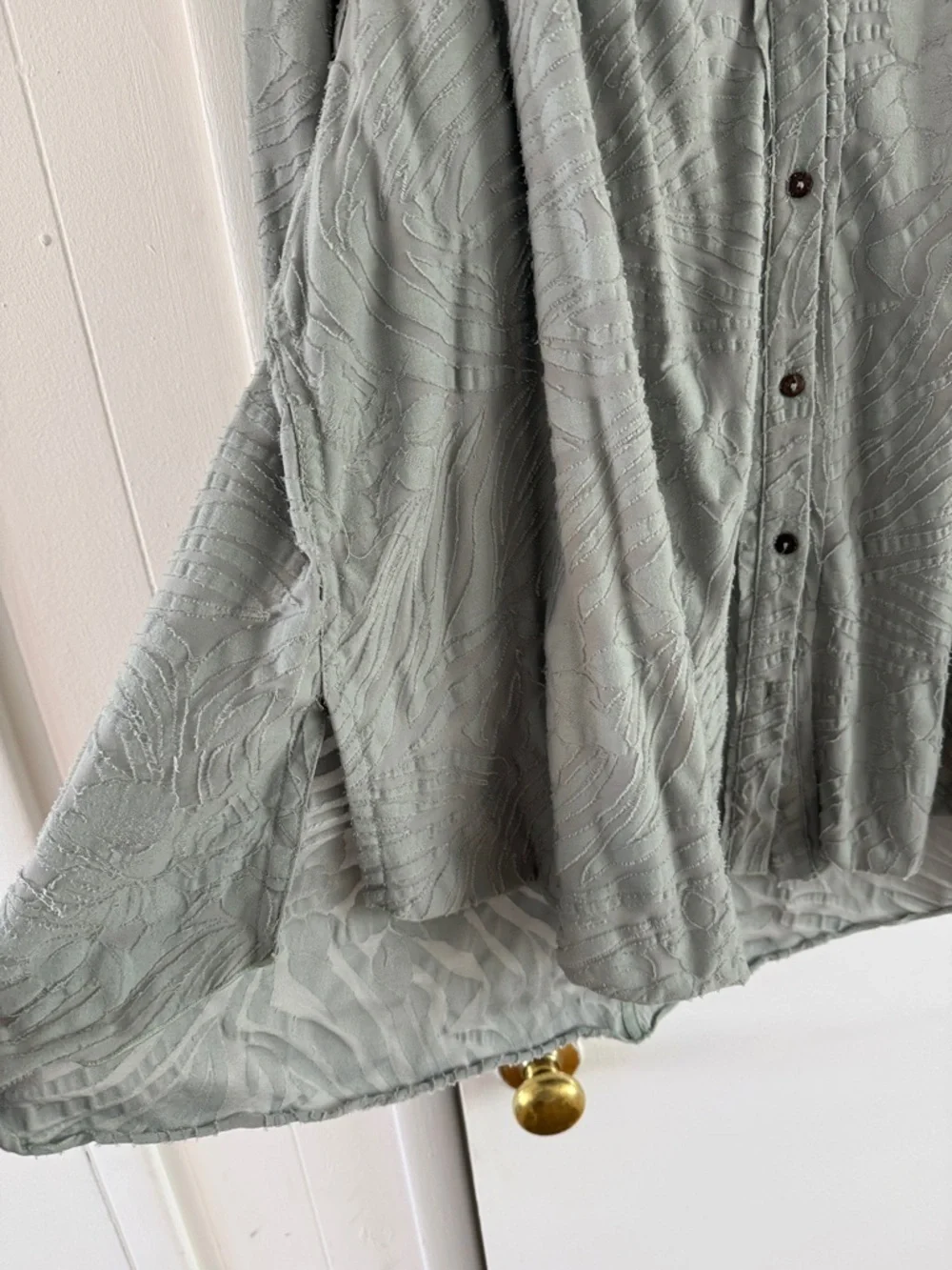 Free People Light Sage Green Relaxed Floral Button-Up - Picture 3 of 5